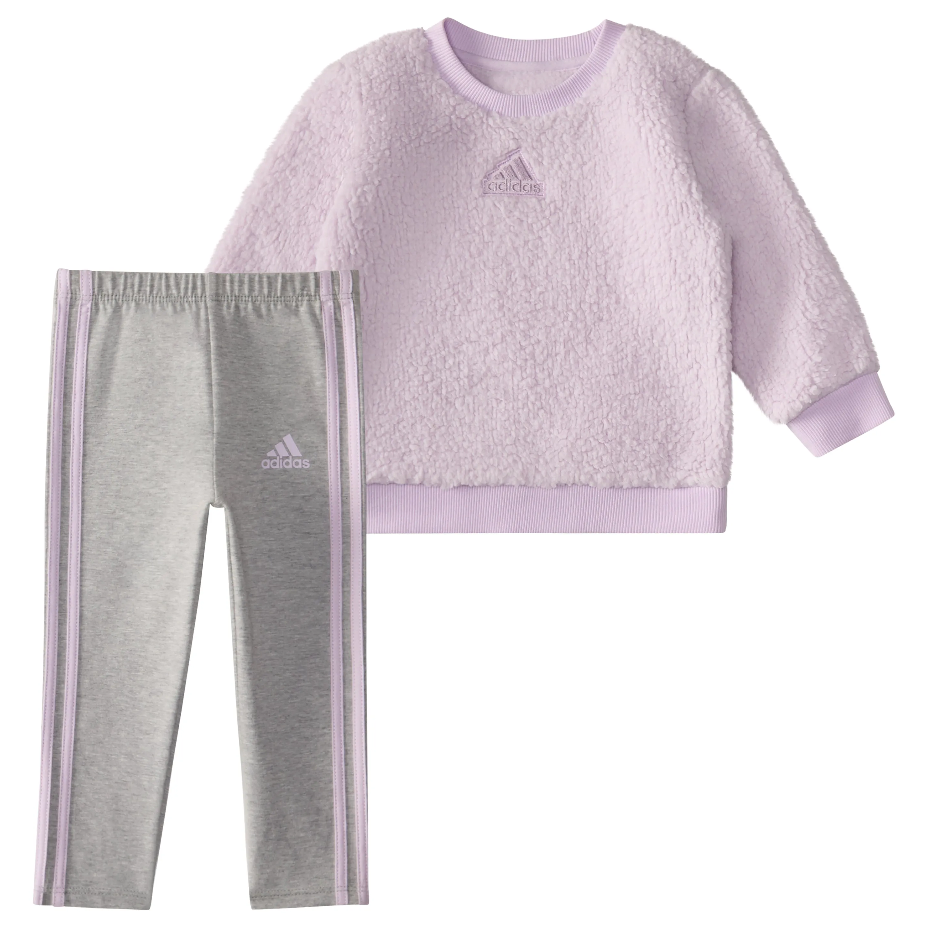 Adidas Long Sleeve Crew Neck Sherpa Legging Set