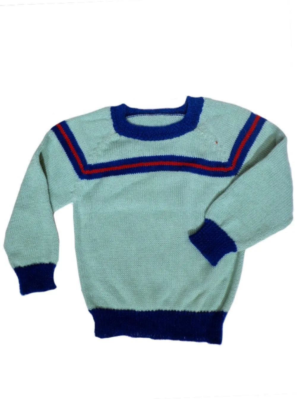 Alpaca Sweater White and Blue for Kids