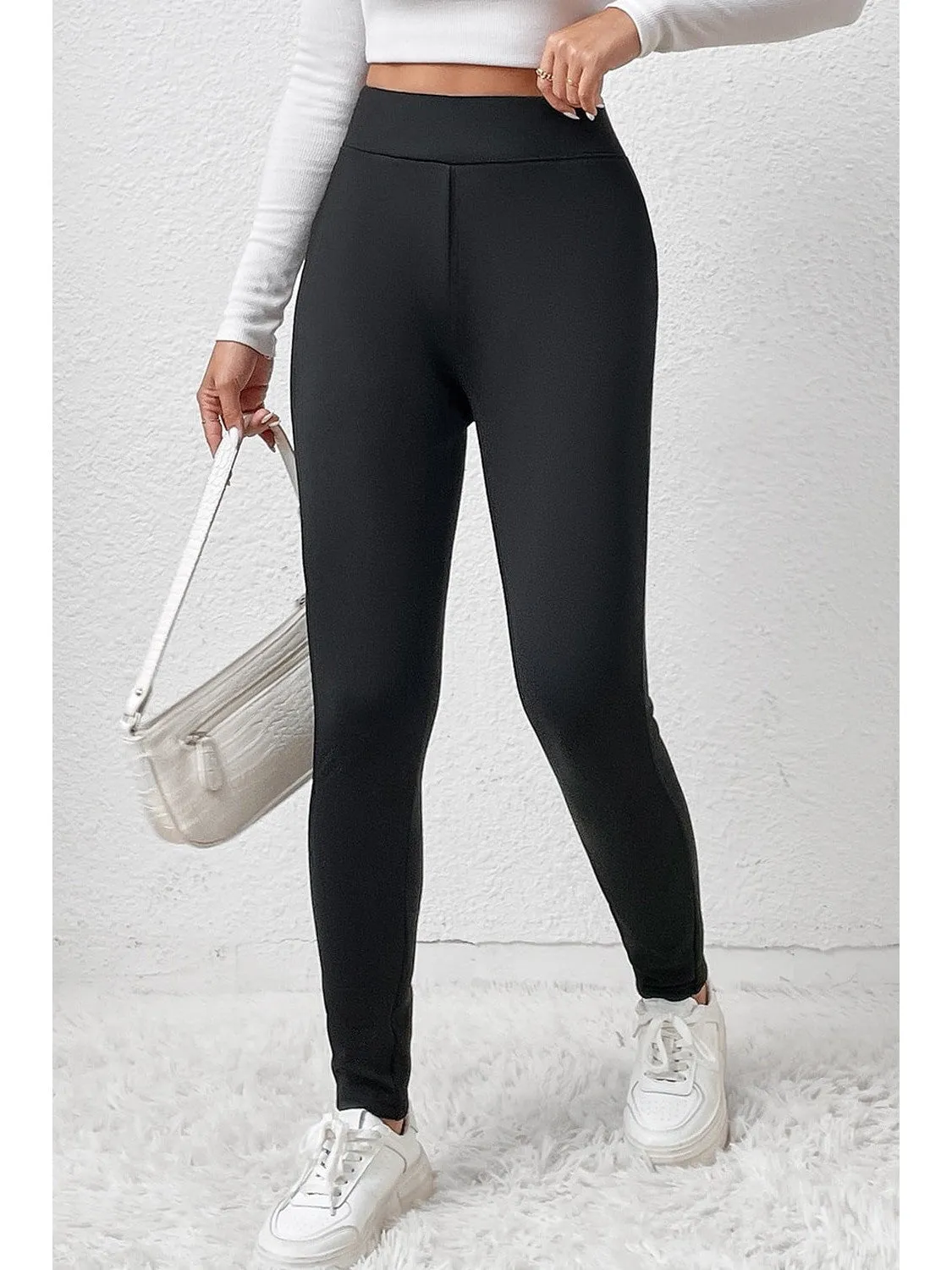 Black Fleece Lining Winter Thermal High Waist Leggings