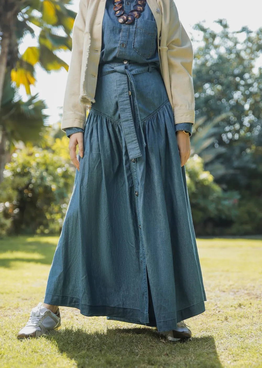 Blue Button Down Skirt