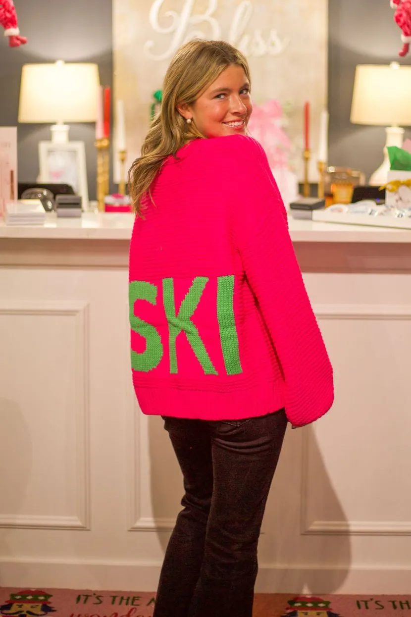 Bright Pink Ski Knit Cardigan