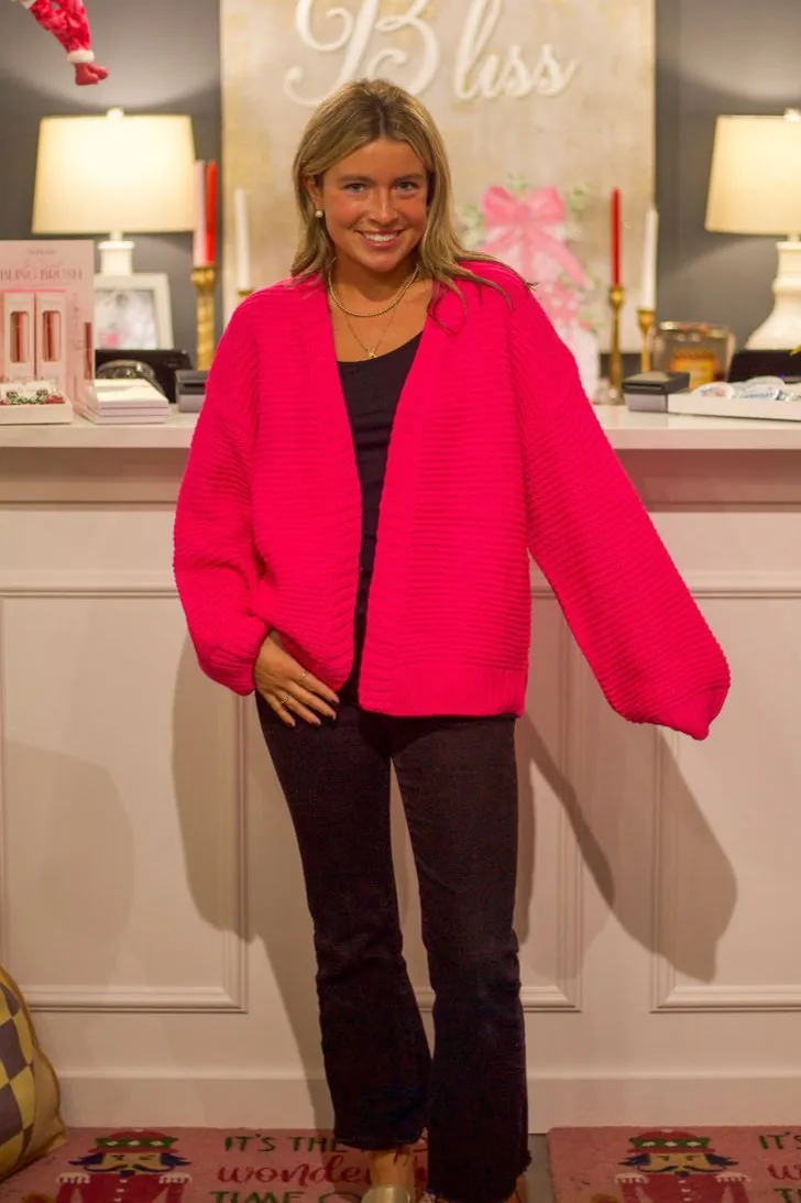 Bright Pink Ski Knit Cardigan