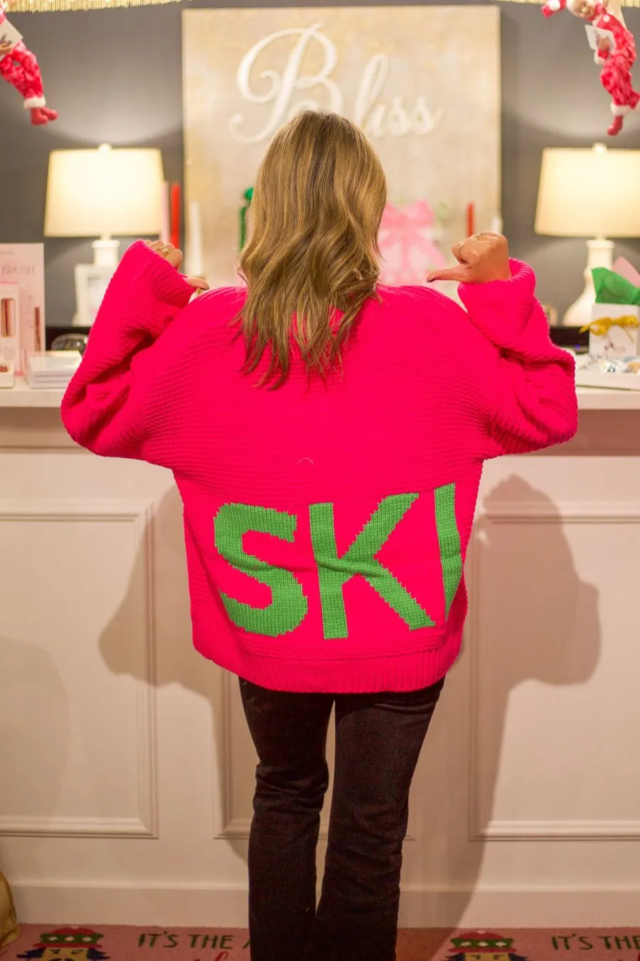 Bright Pink Ski Knit Cardigan