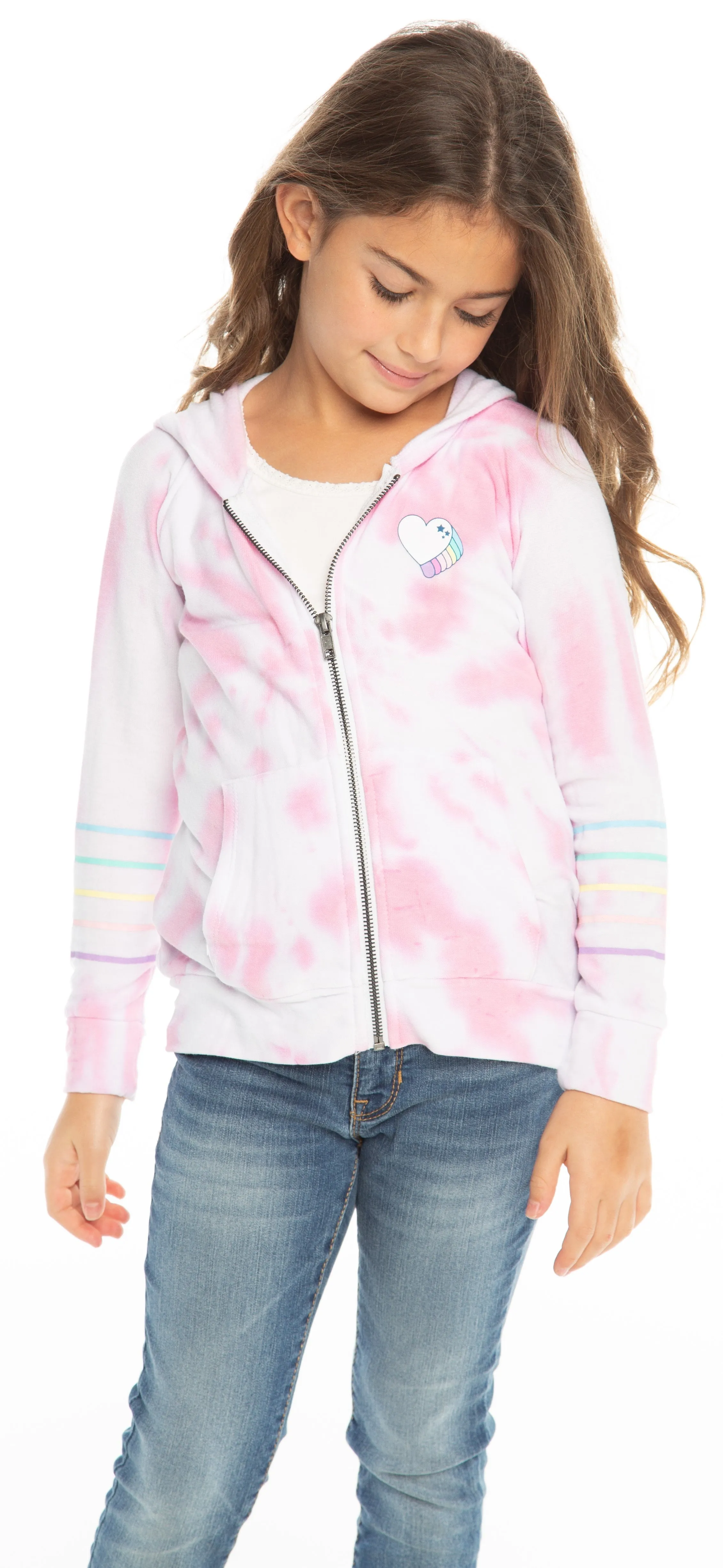 Chaser Tie Dye Heart Cozy Knit L/S Zip Up Hoodie