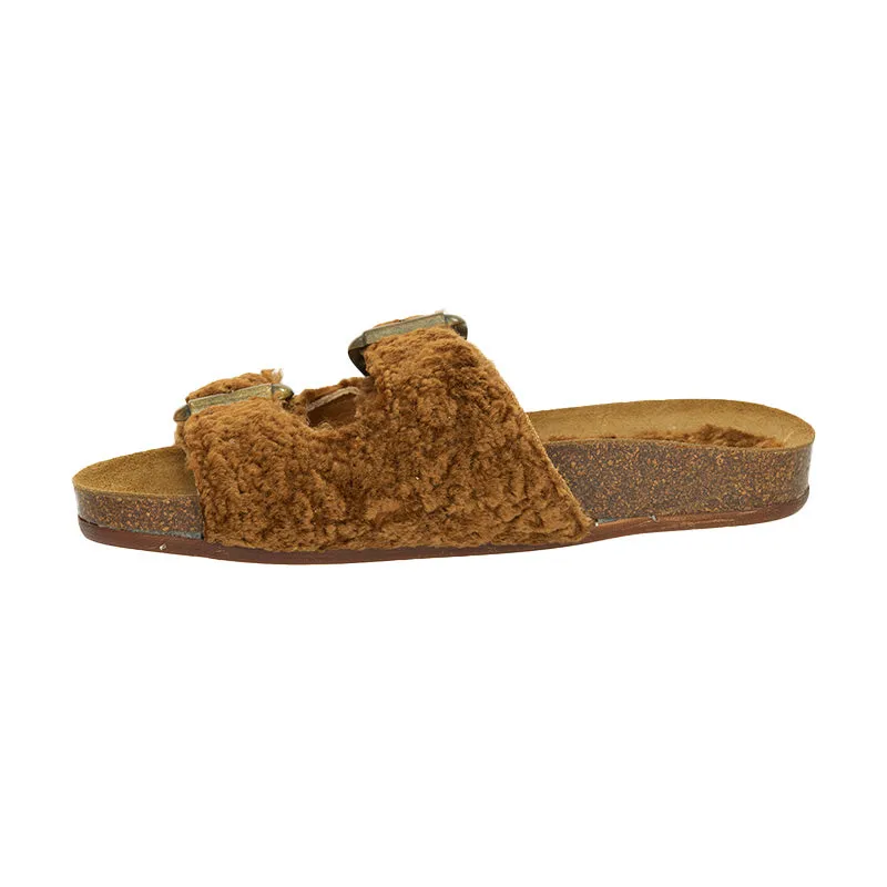 Colinas Wool Buckle Slide - Cognac - LAST PAIR - Size 36