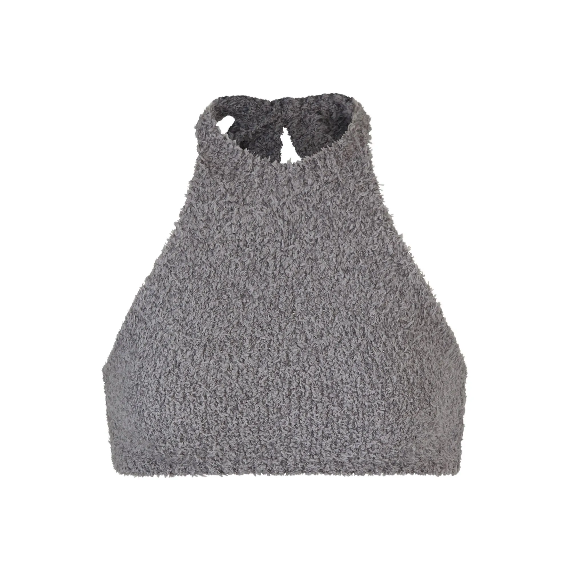 COZY KNIT HALTER BRA TOP | SMOKE