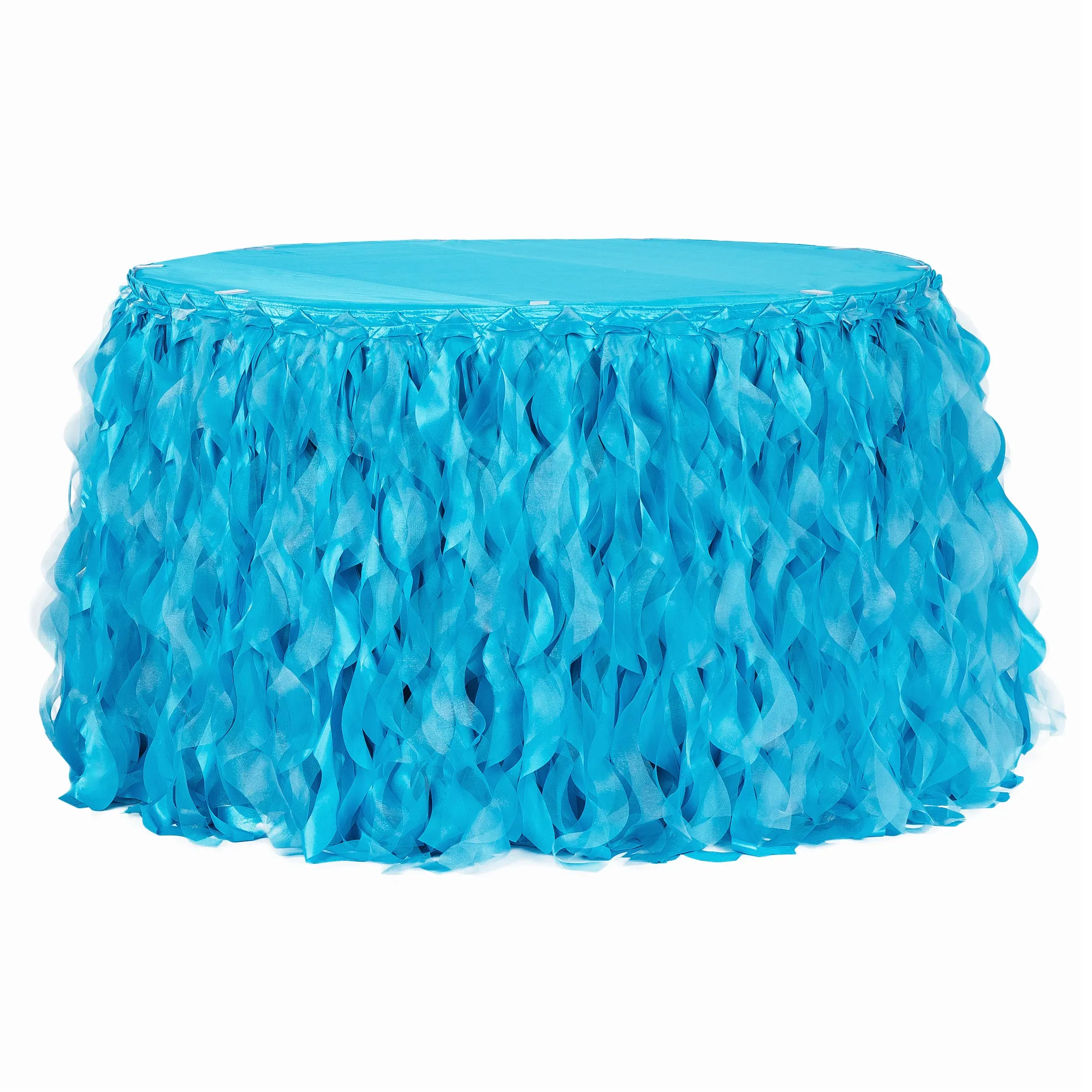 Curly Willow 17ft Table Skirt - Aqua Blue