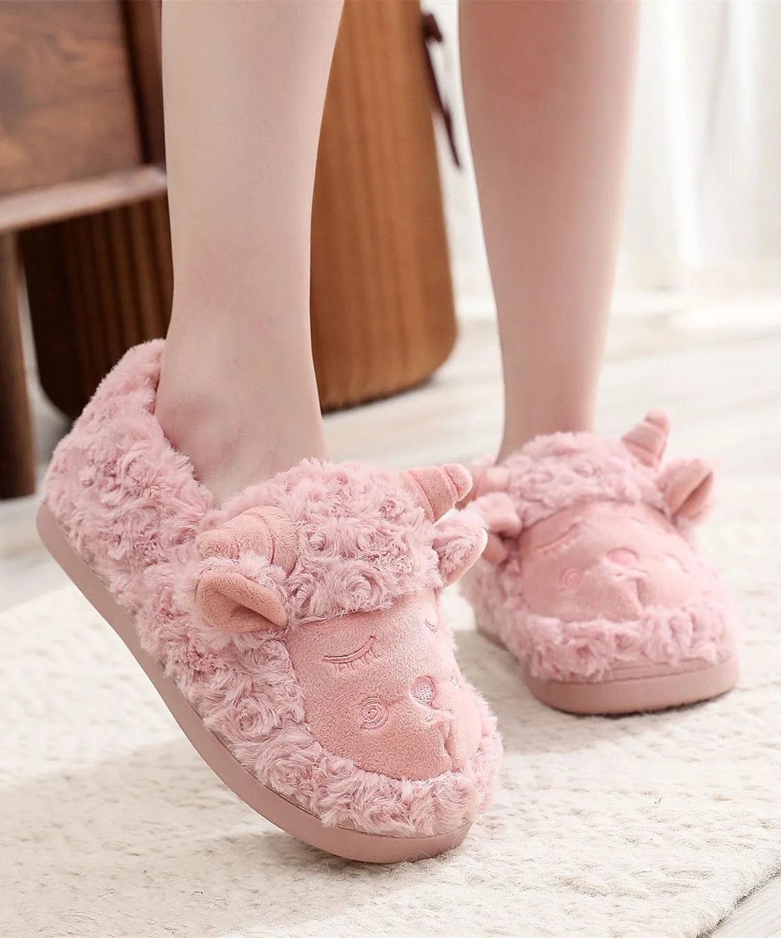 Cute Sheep Warm Fleece Shoes Cotton Fabric Comfortable LY0156