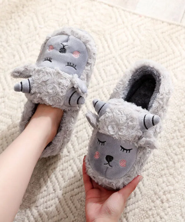 Cute Sheep Warm Fleece Shoes Cotton Fabric Comfortable LY0156