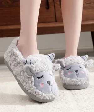 Cute Sheep Warm Fleece Shoes Cotton Fabric Comfortable LY0156