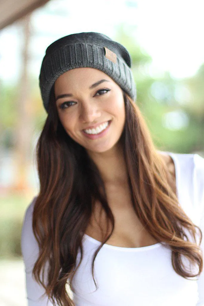 Dark Gray Ombre Knit Beanie