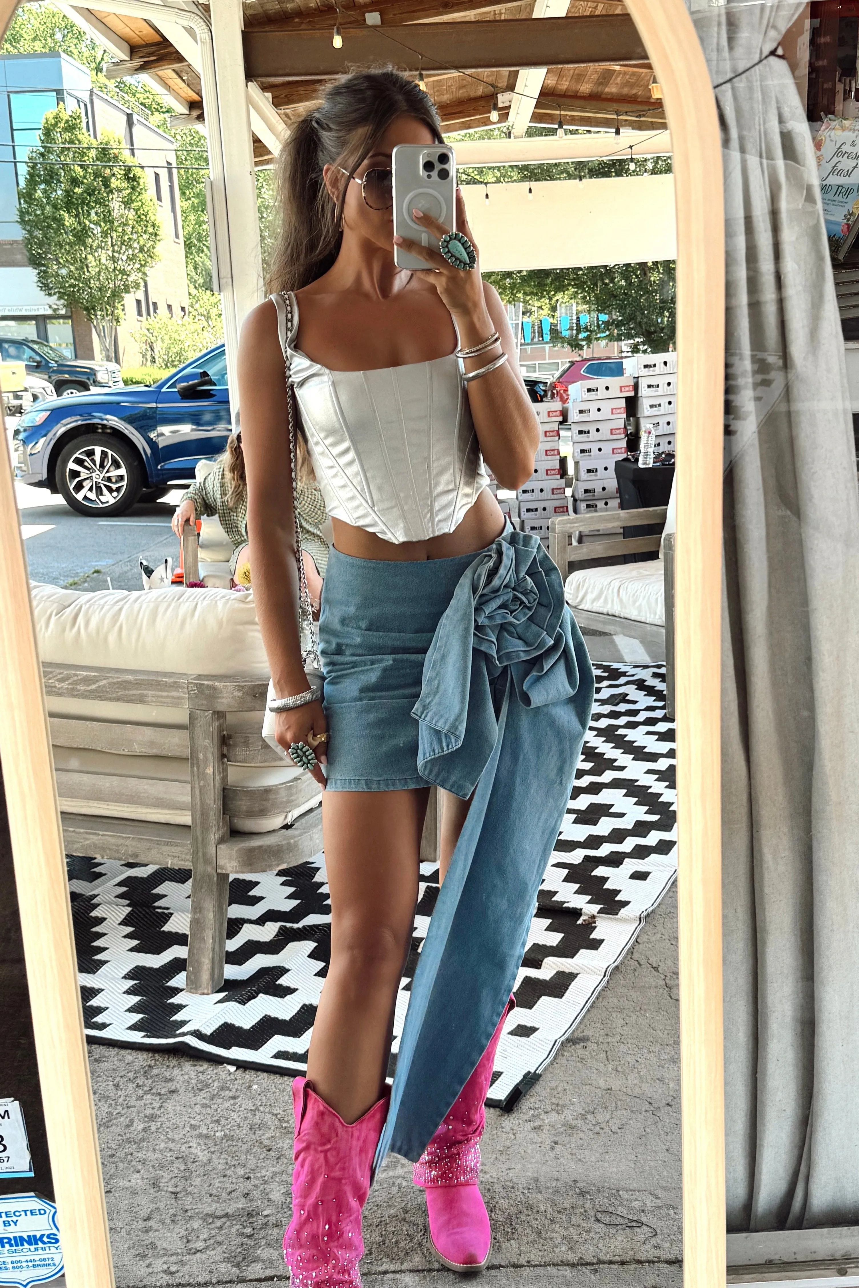 Denim Rose Skirt