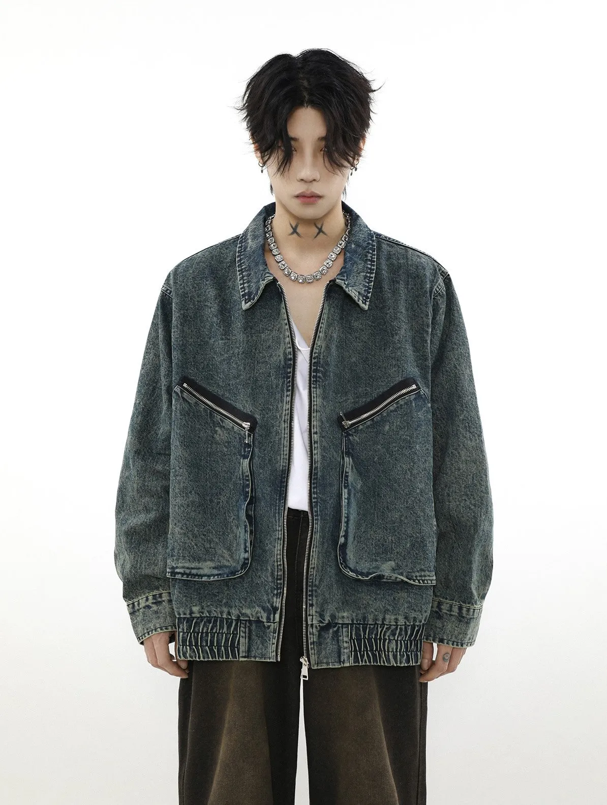 Denim Zip-Up Oversize Jacket