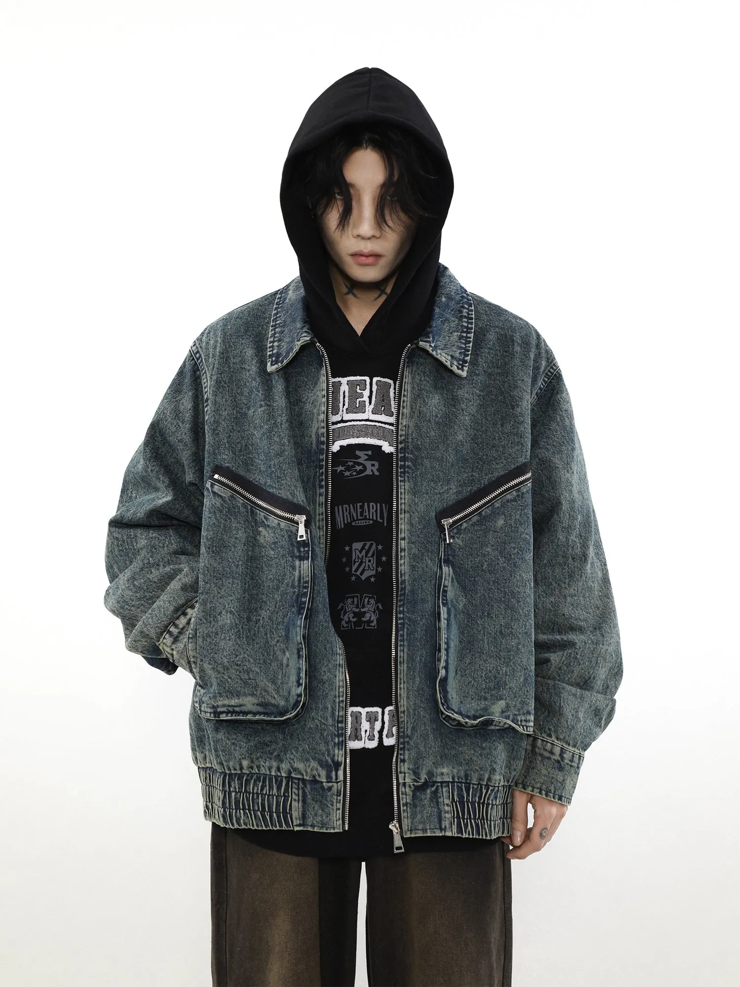 Denim Zip-Up Oversize Jacket