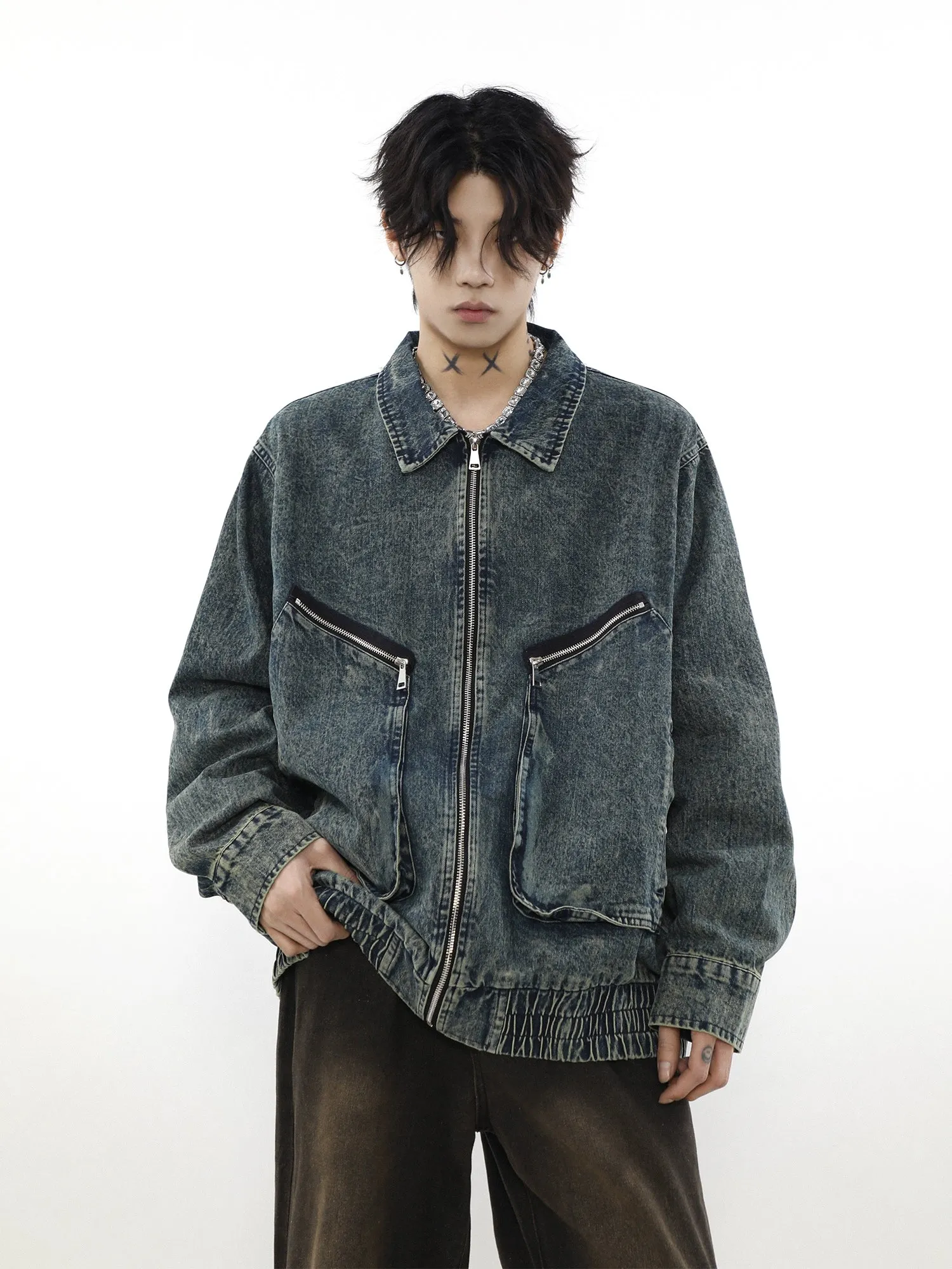 Denim Zip-Up Oversize Jacket