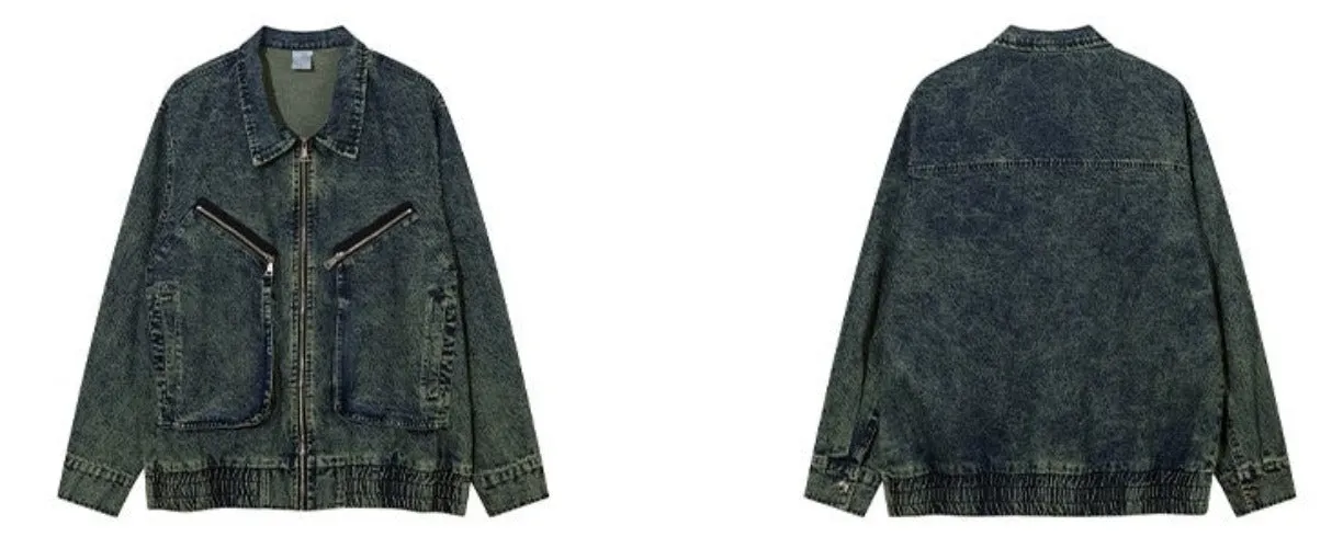 Denim Zip-Up Oversize Jacket