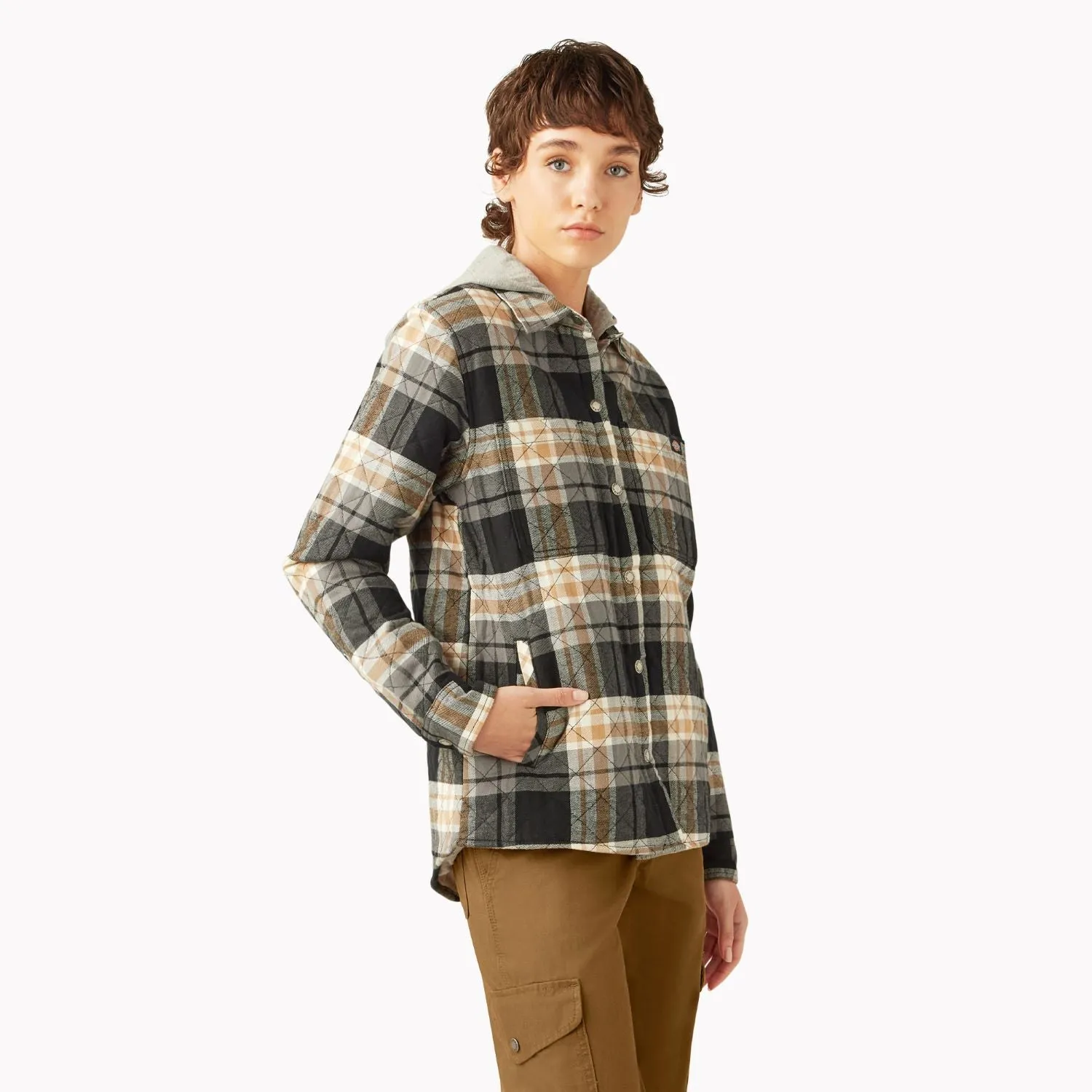 Dickies Women's Hooded Flannel Shirt Jac