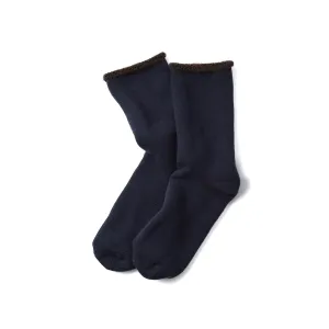 Double Face Cozy Sleeping Socks Extra Fine Merino - Navy/Brown