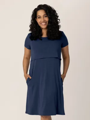 Eleanora Bamboo Maternity & Nursing Dress | Navy Heather