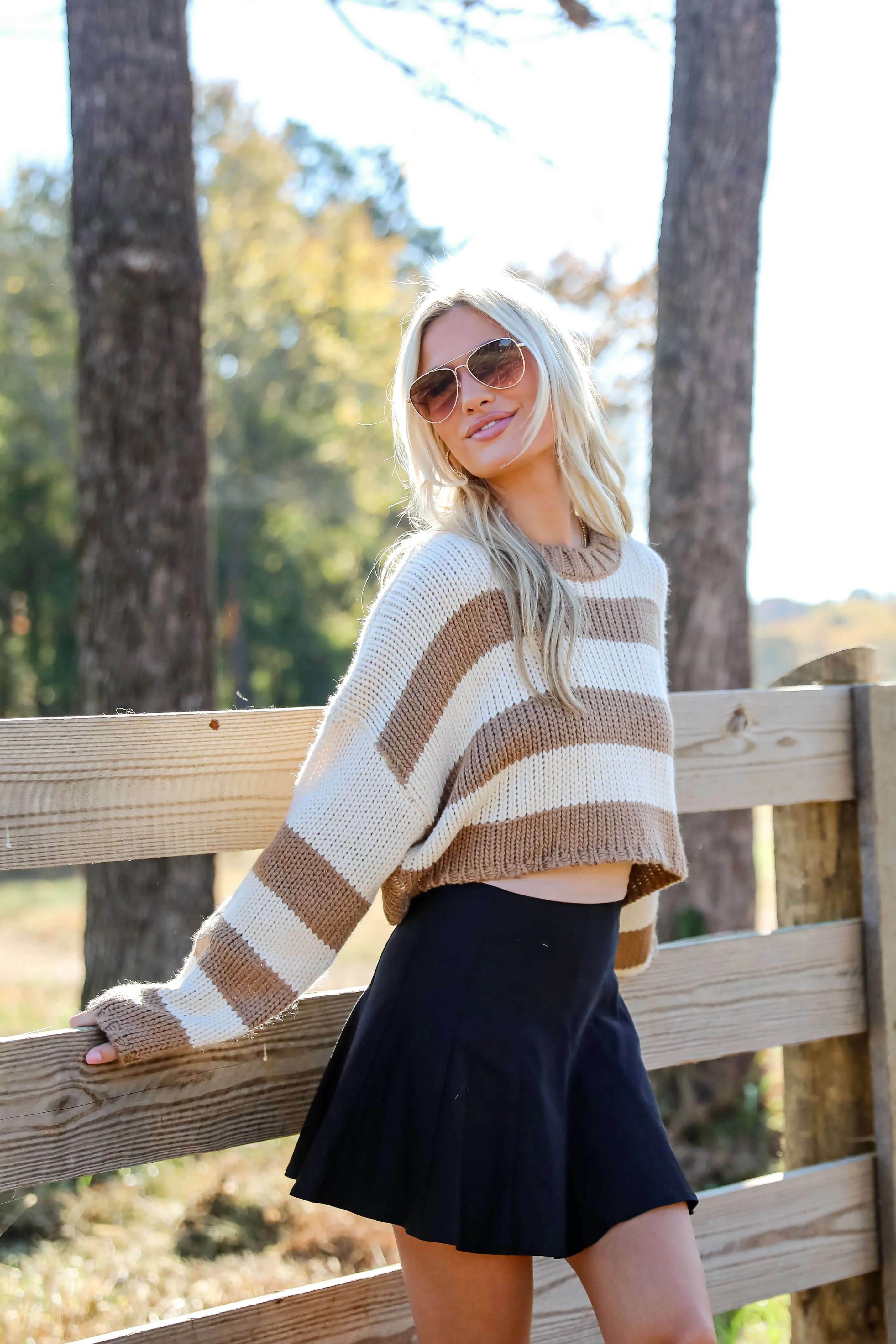 FINAL SALE - Coziest Dream Cream Striped Sweater - DOORBUSTER