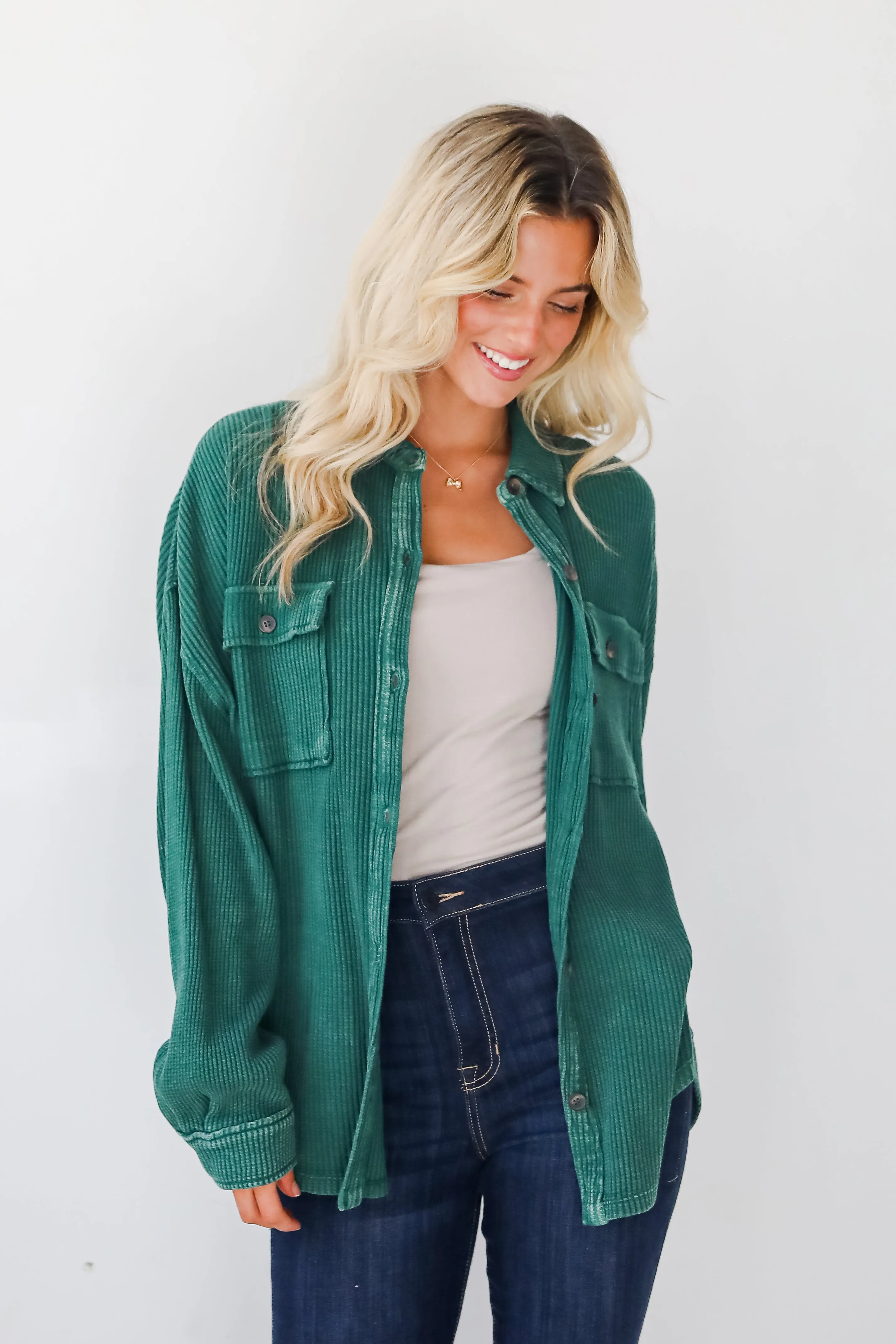 FINAL SALE - Cozy Legend Waffle Knit Shacket - DOORBUSTER