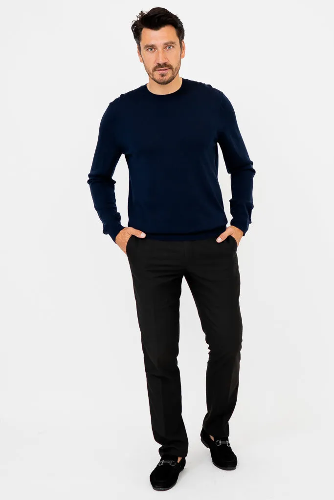 Fraser Sweater, Navy, Merino Wool