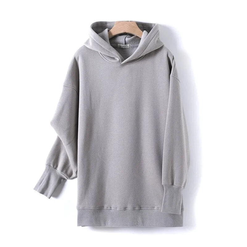 GCAROL Fall Winter Women Long Hooded Suits 80% Cotton Fleece