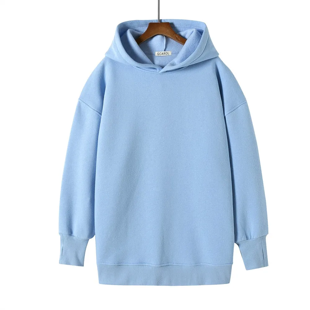 GCAROL Fall Winter Women Long Hooded Suits 80% Cotton Fleece