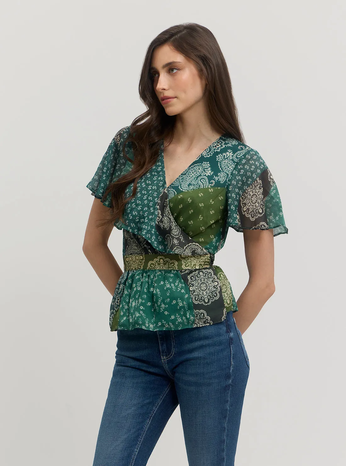 Green Bandana Print Ferra Top