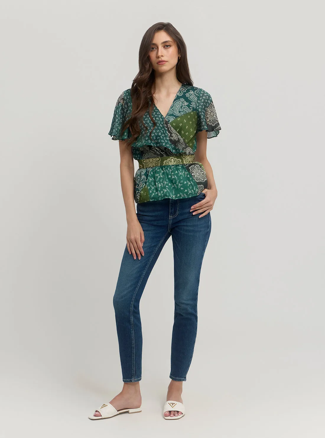 Green Bandana Print Ferra Top