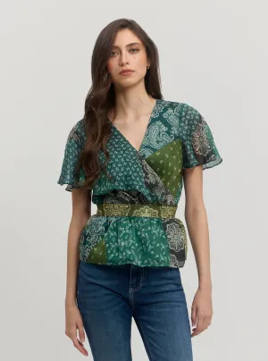 Green Bandana Print Ferra Top