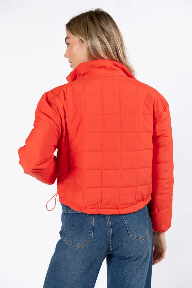 Heating Up Tomato Lightweight Puffer Jacket SALE