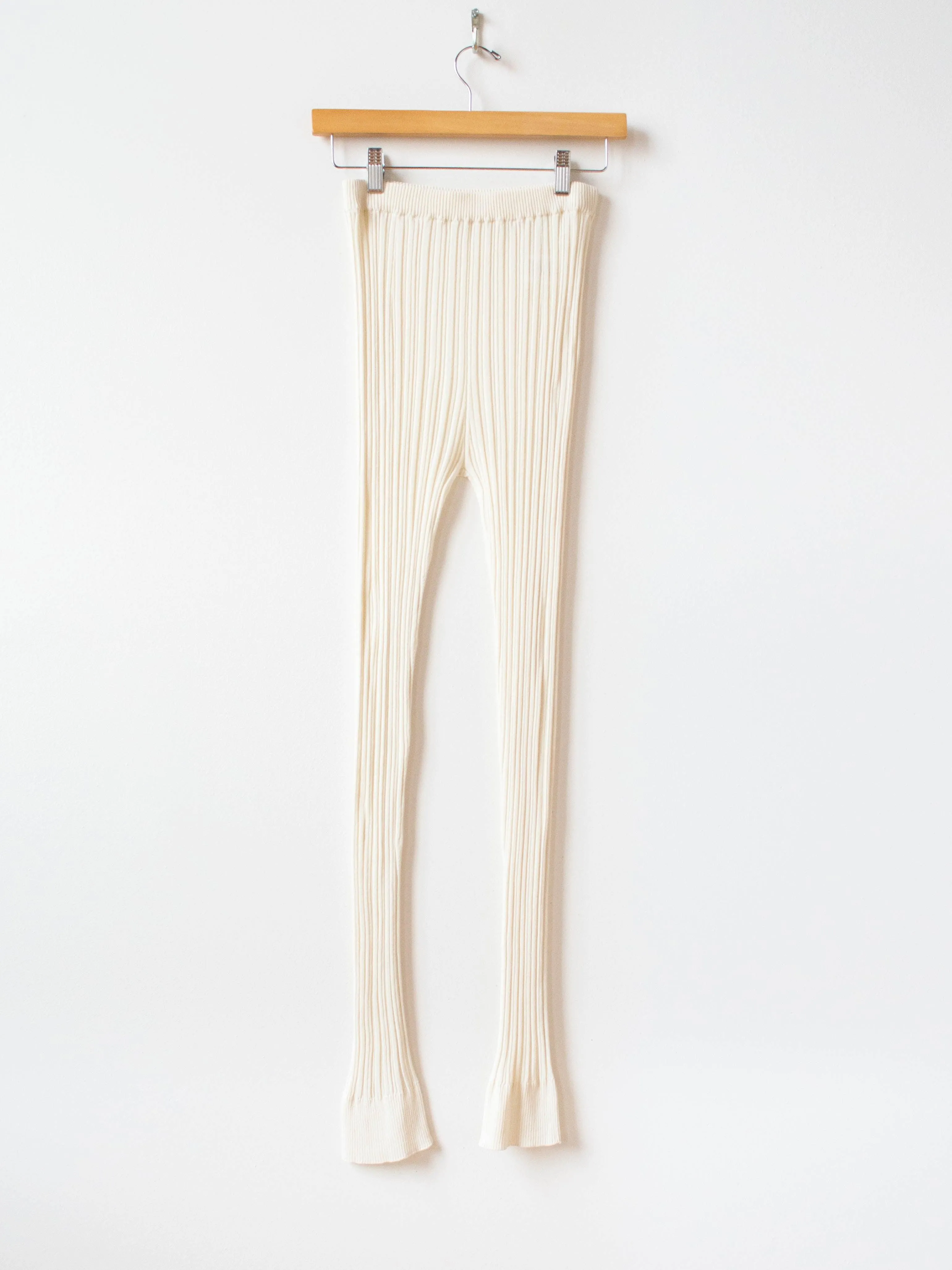 High Twist Cotton Ribbed Knit Leggings - Off White