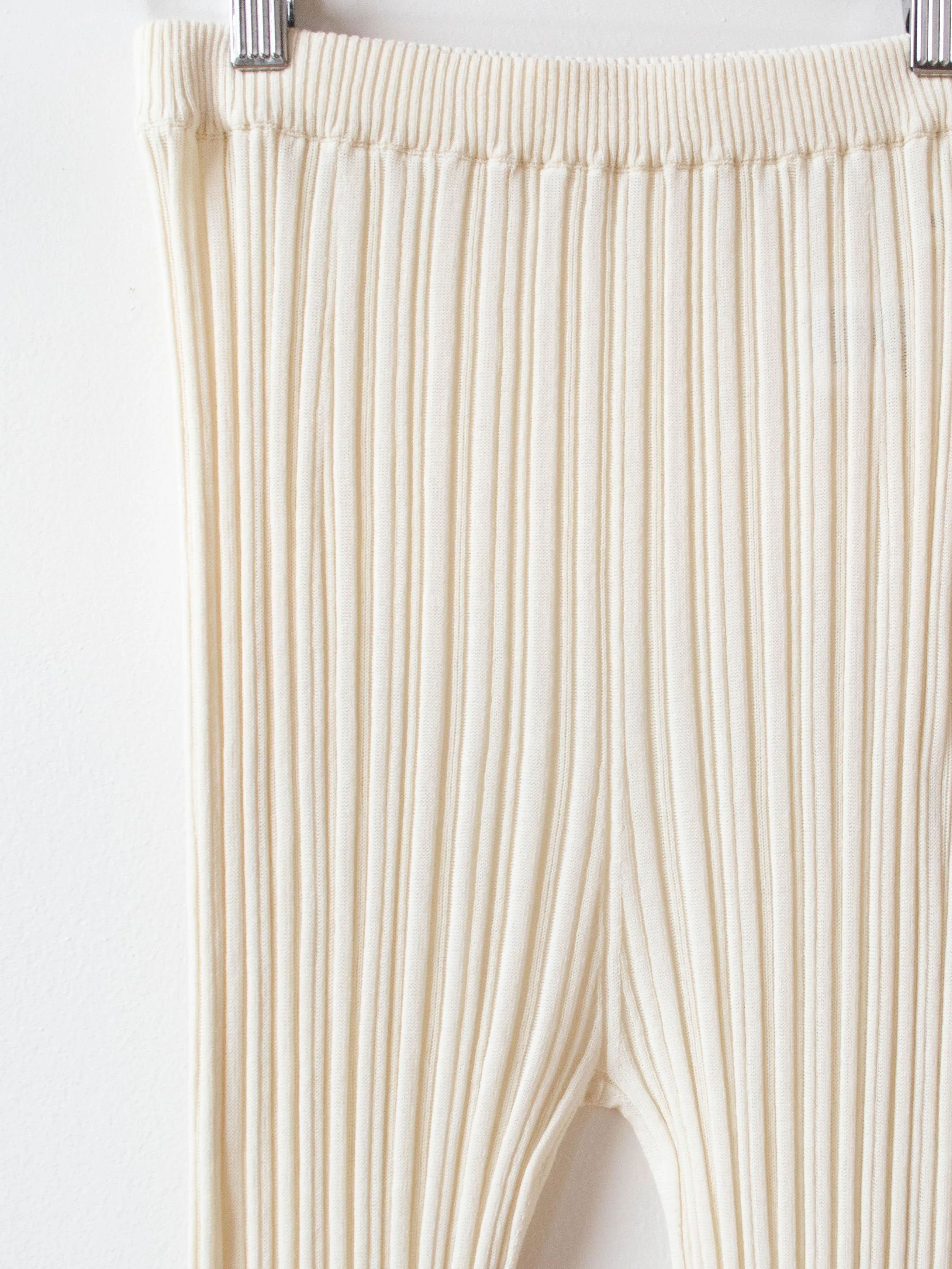 High Twist Cotton Ribbed Knit Leggings - Off White