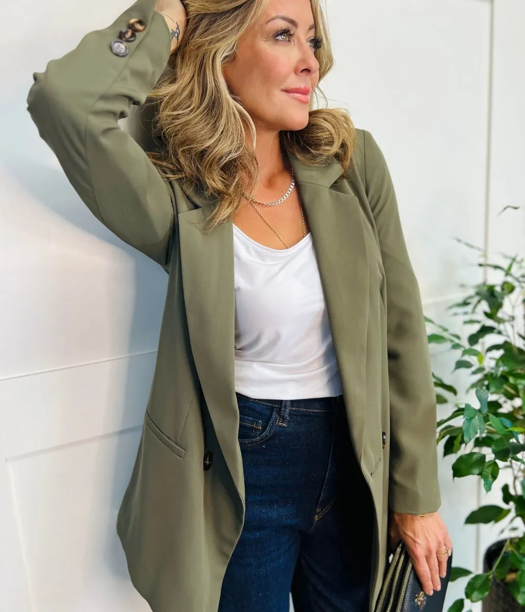 Khaki Double Breasted Blazer