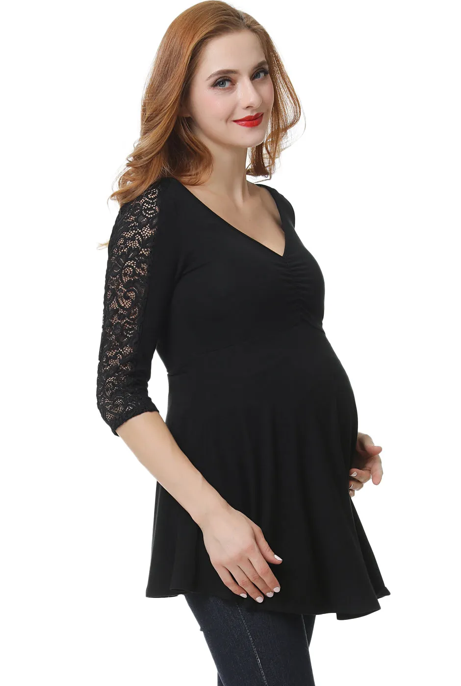 Kimi   Kai Maternity "Aisha" Lace Trim Top