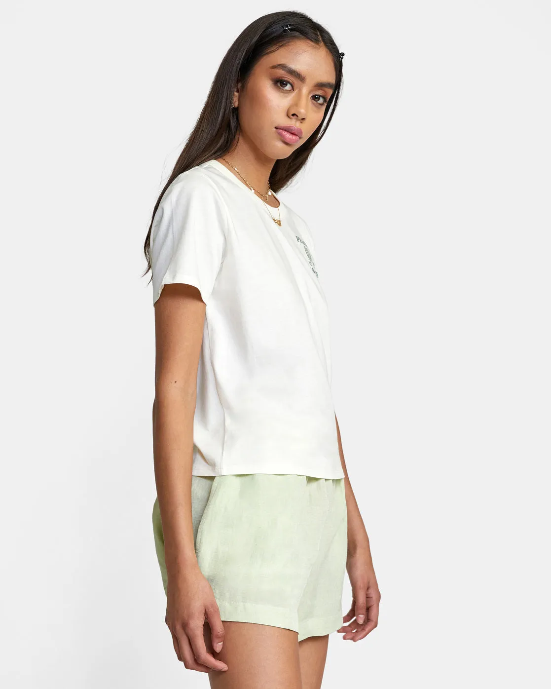 Linen Sawyer Elastic Waist Shorts - Light Green