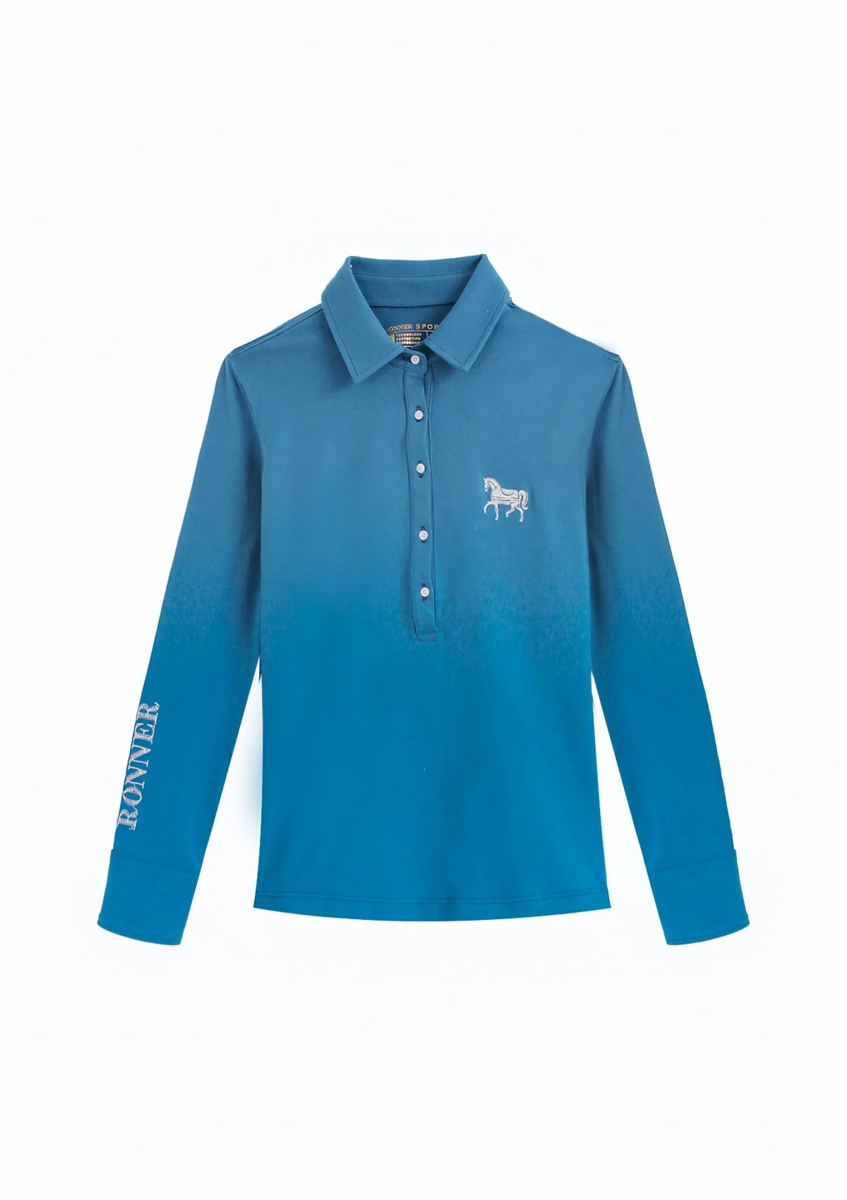 Lucia Cotton Polo-Shirt Long Sleeve | Teal | Extra 20% OFF