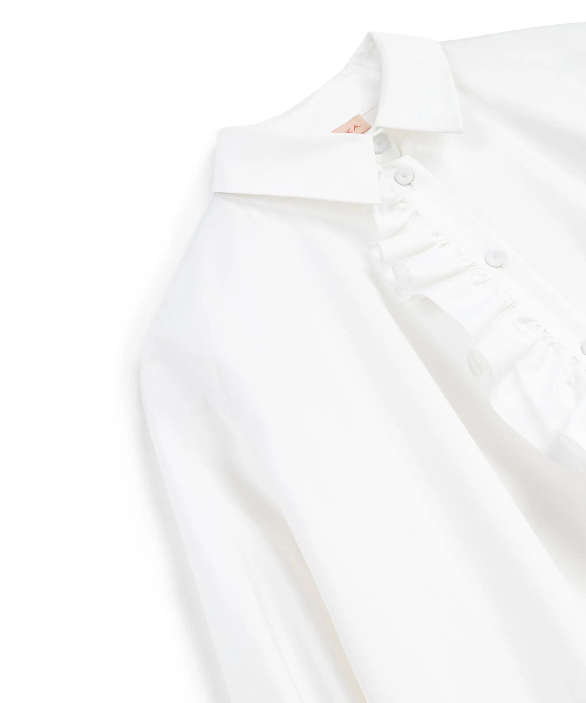 Machka Oversize Shirt With Ruffle Trim White