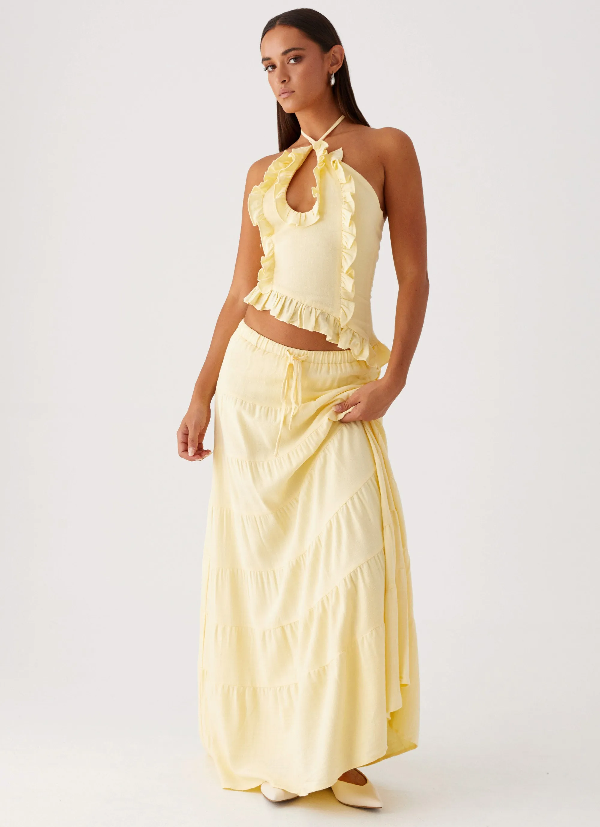 Mariella Linen Maxi Skirt - Yellow