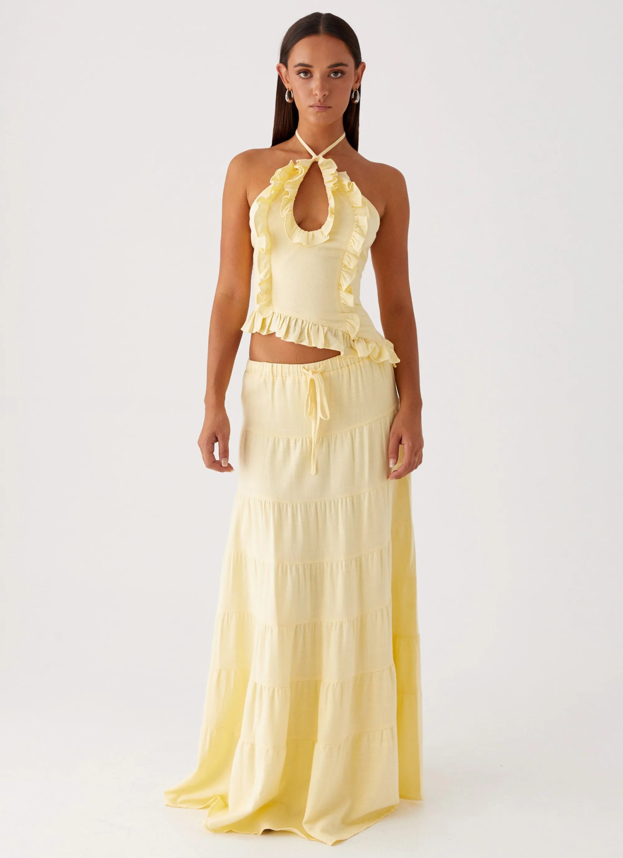 Mariella Linen Maxi Skirt - Yellow