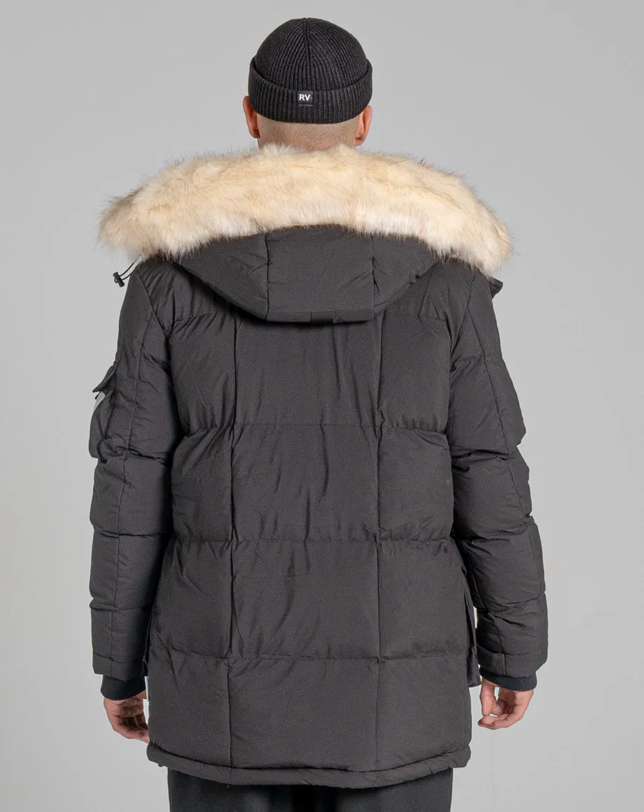 MASSIF FUR TRIM MOUNTAIN MENS PARKA JACKET | BLACK