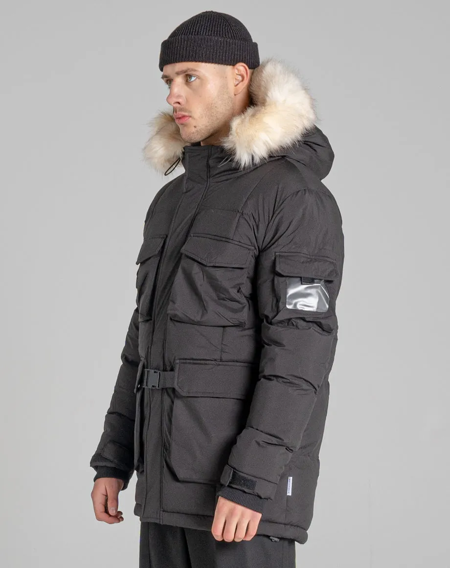 MASSIF FUR TRIM MOUNTAIN MENS PARKA JACKET | BLACK