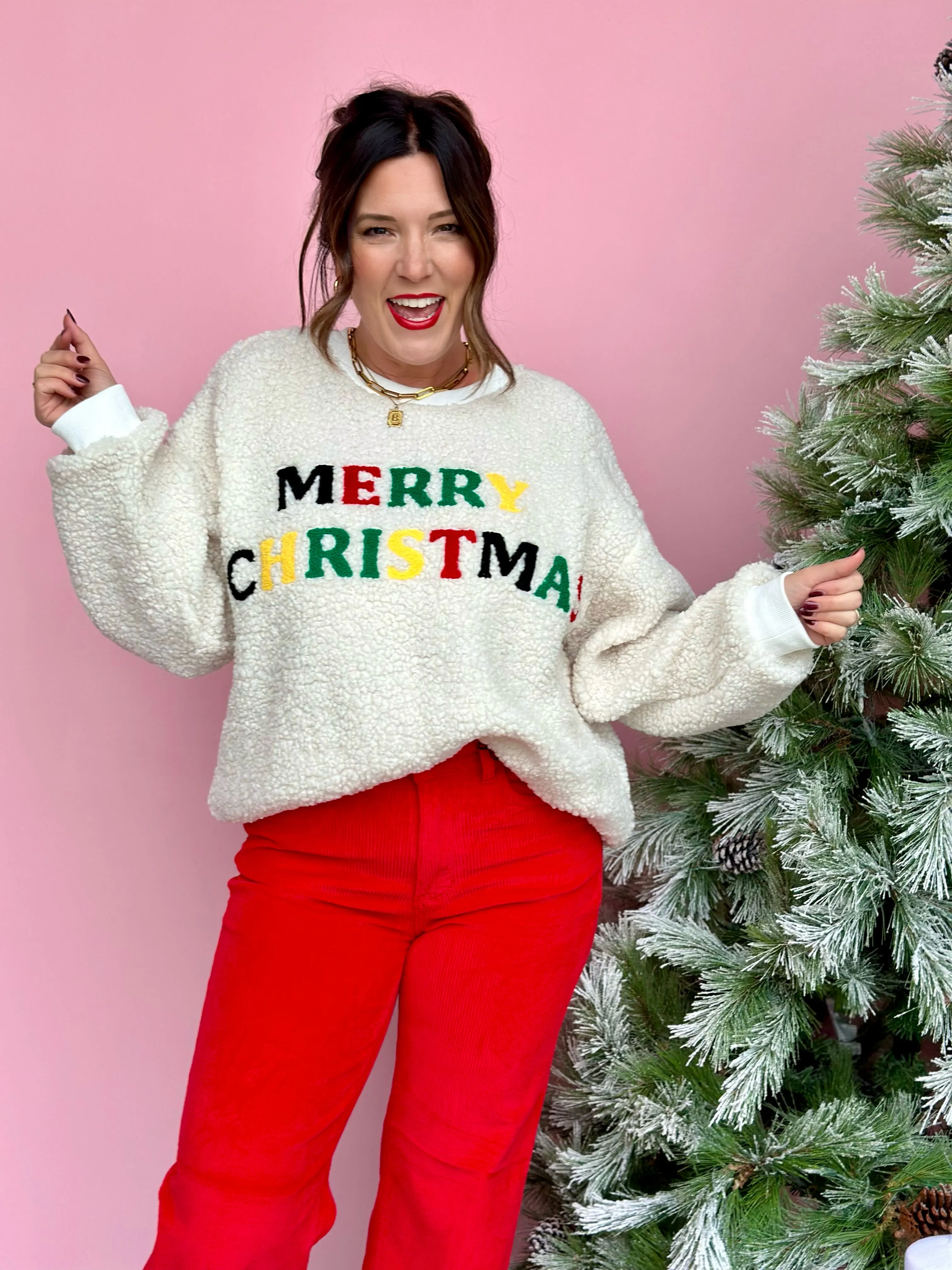 Merry Sherpa Christmas Sweatshirt-FINAL SALE