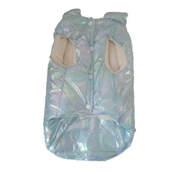 Metallic Puffer Jacket For Dogs - Blue