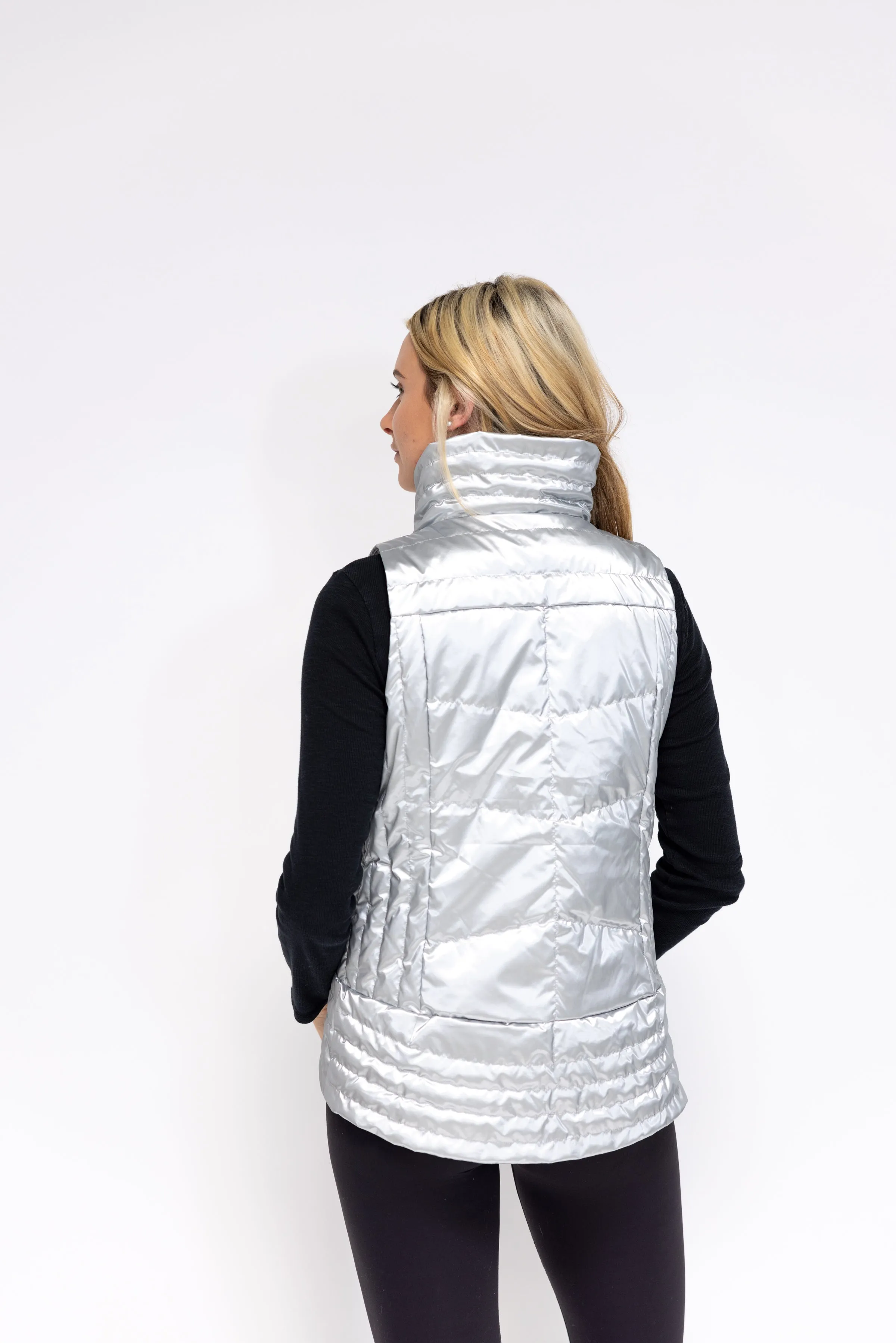 Metallic Quilted Waxed Vest