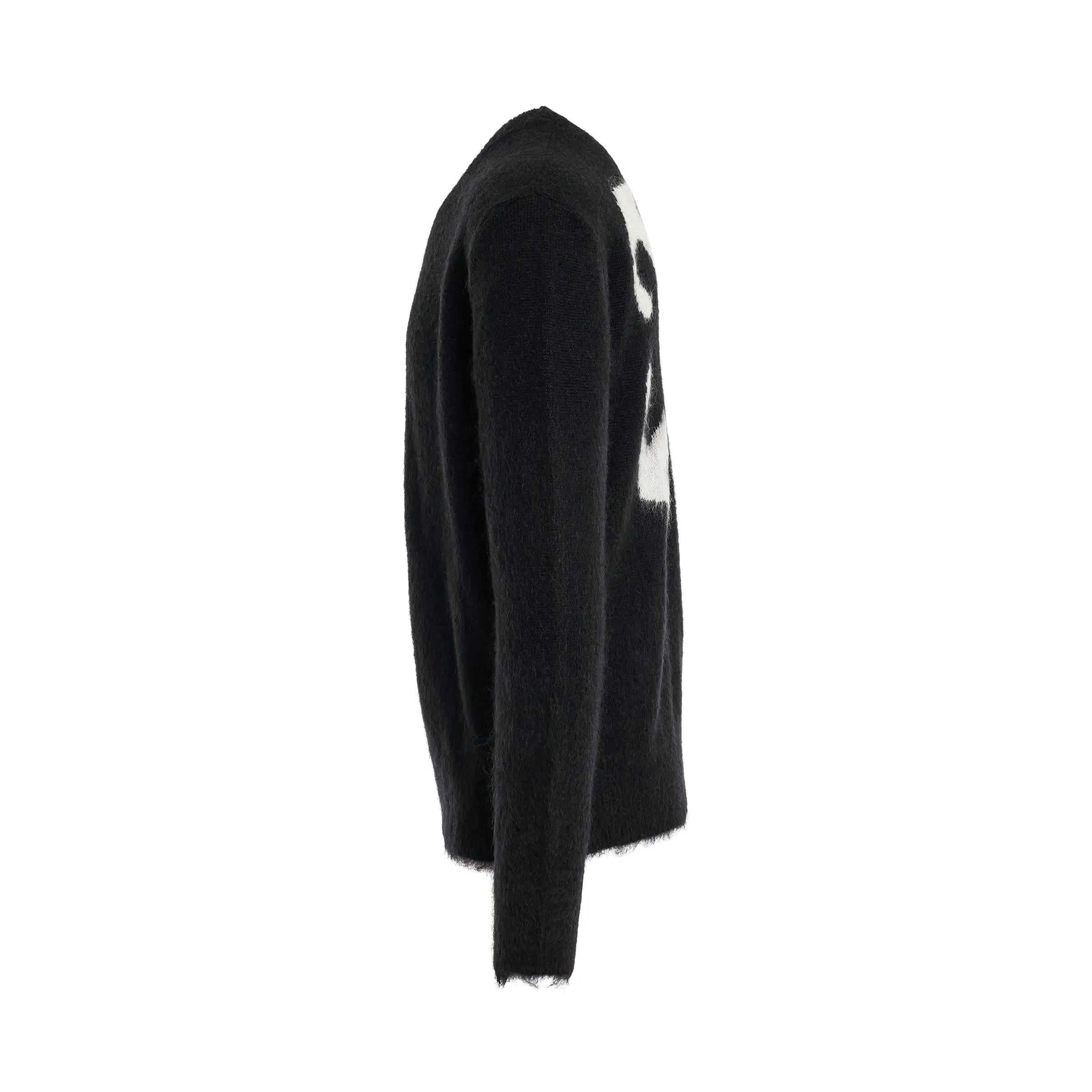 Mohair Arrow Knit Sweater in Black/Cream