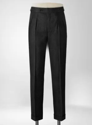 Napolean Bob Weave Charcoal Wool Highland Trousers