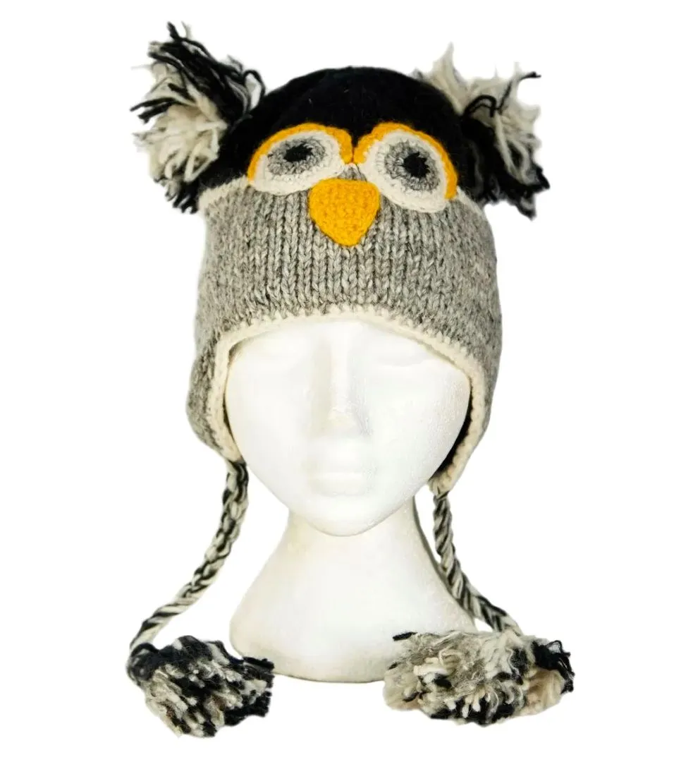 Natural Owl Woolen Animal Hat, Nepal