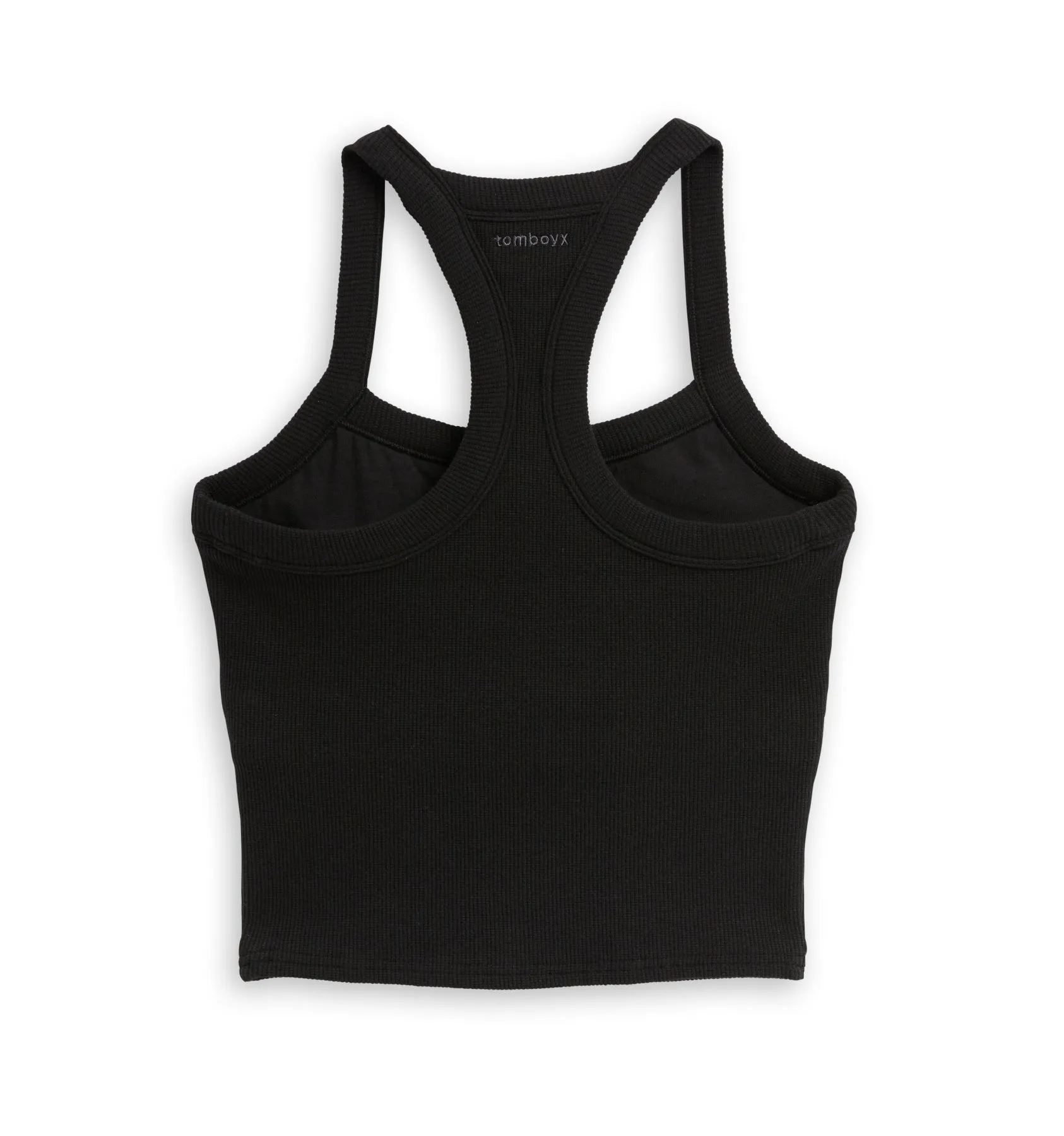 Organic Cotton Waffle Bra Top - Black